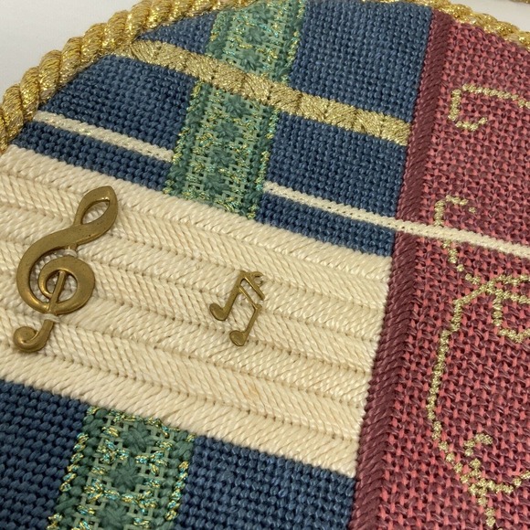 Vintage Handmade Stitched Heart Wall Hanging Joy To The World Music Pocket - Picture 11 of 16